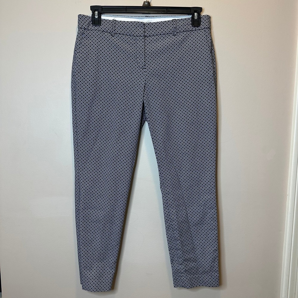 Katherine Barclay Womens Black/White Geometric Ankle Pants Trousers Womens Sz 10